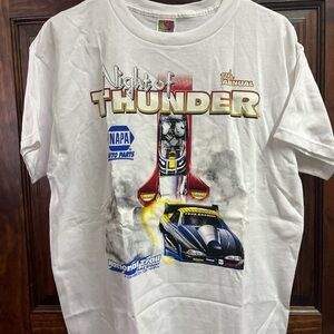 VTG Fruit Of The Loom Night Of Thunder NHRA T Shirt Mens LG Drag Racing Y2k 90s